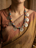 Rainbow Silk & Silver Choker