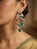 Circular Peacock Enamel Danglers