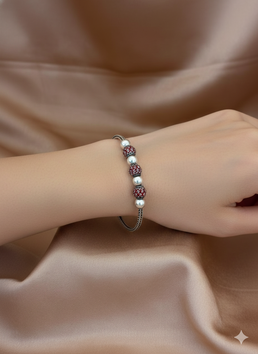 Sparkling Ruby-Red Beaded Bracelet