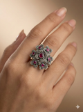 Victorian Ruby Floral Cluster Ring