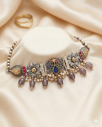 Royal Peacock Dual-Tone Silver Fusion Choker