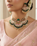Empress Crescent Jadau Choker with Emerald Droplets