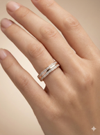 Rose Gold Toned Double Row Pave Band