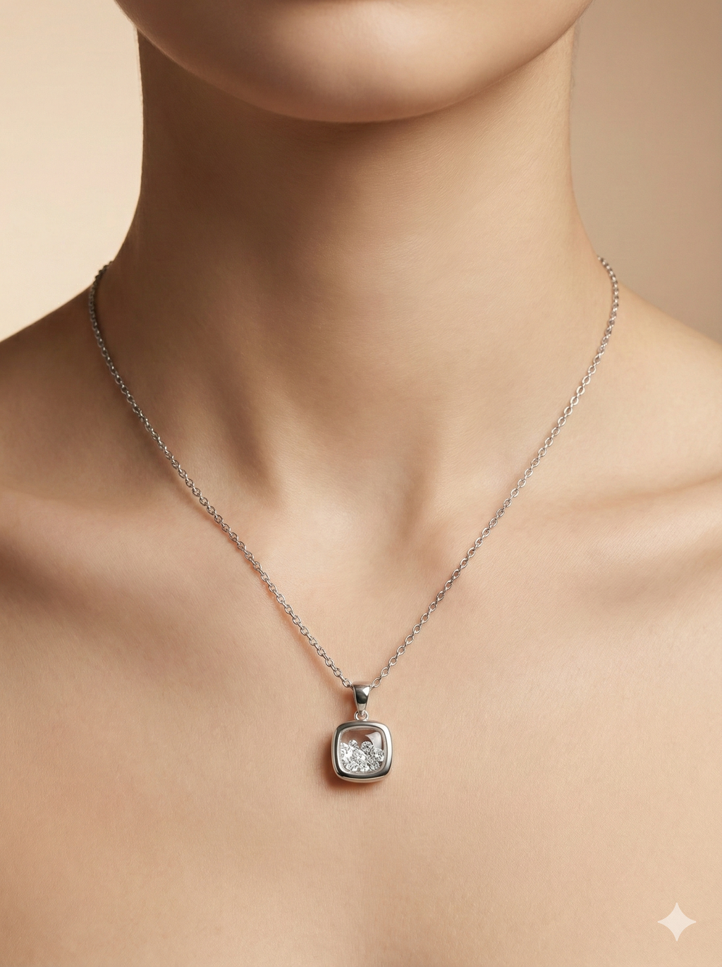 Sparkling Cushion Halo Pendant