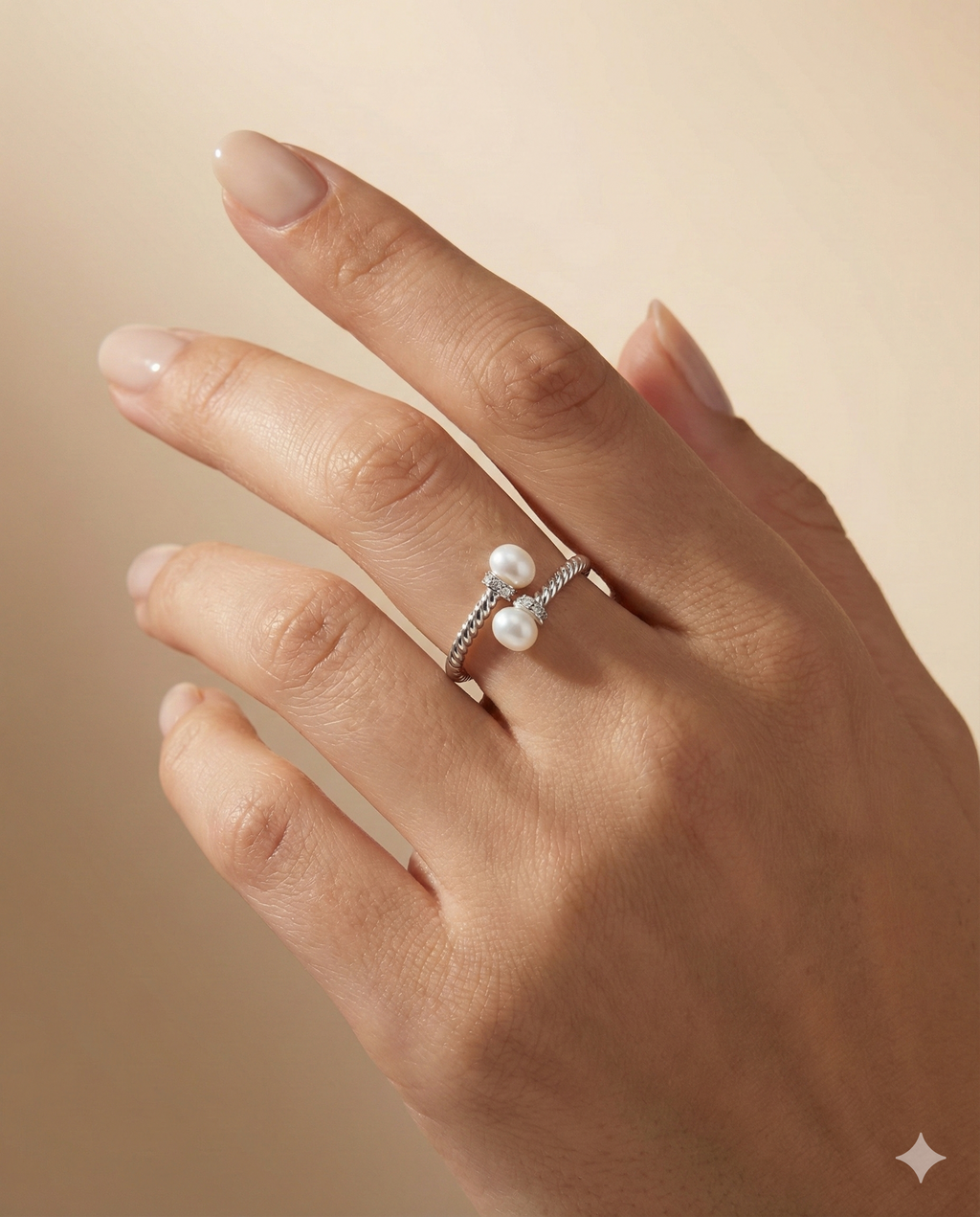 Twin Pearl Open Wrap Ring