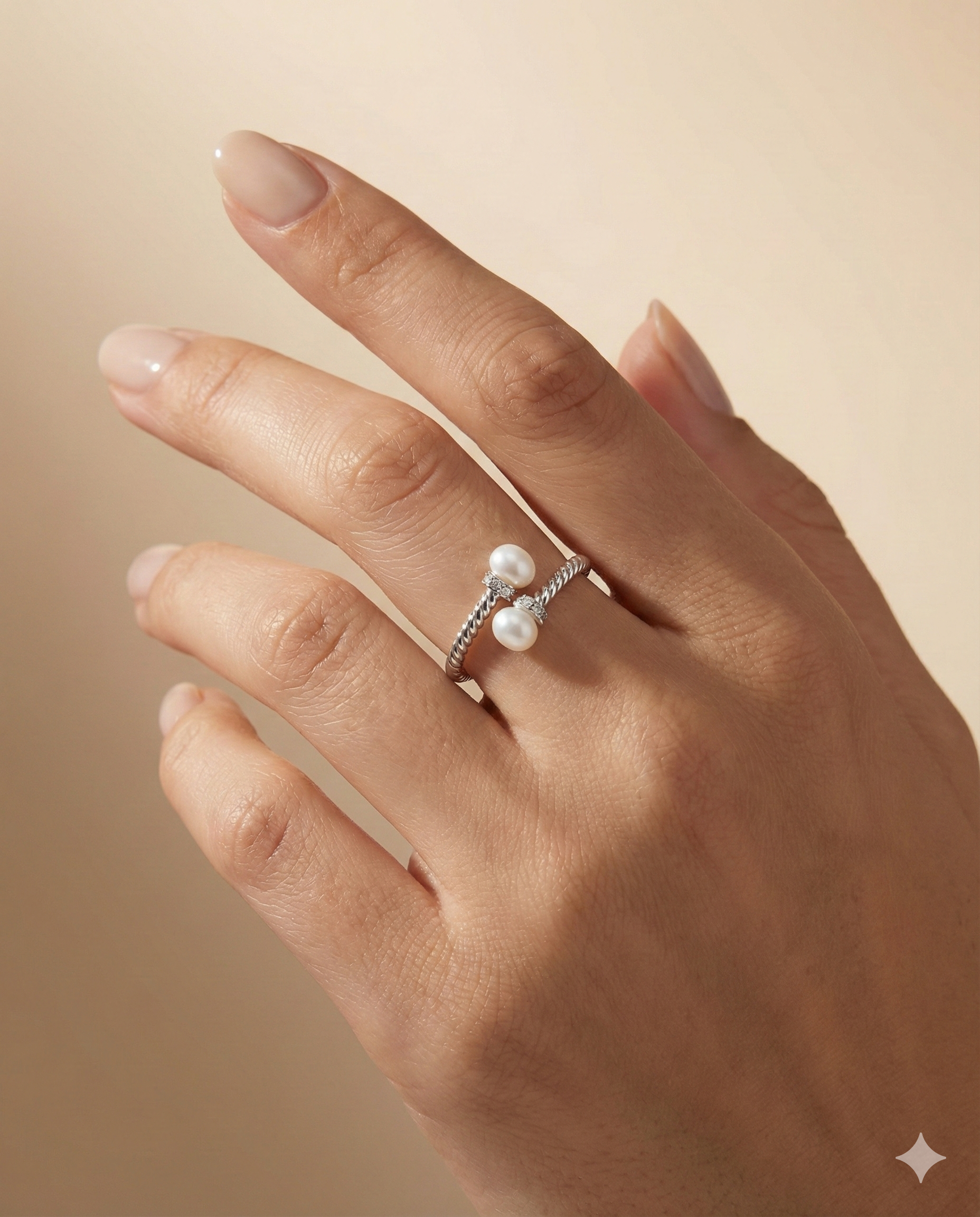 Twin Pearl Open Wrap Ring