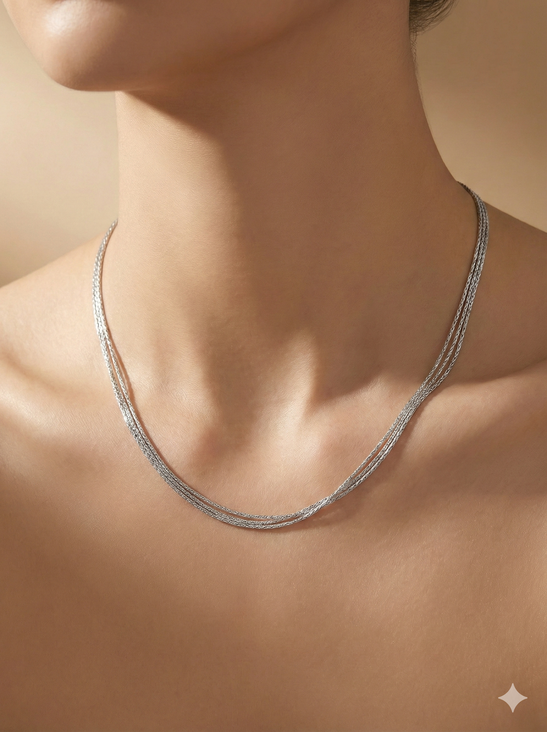 Multi-Strand Silver Delicate Layered Chain