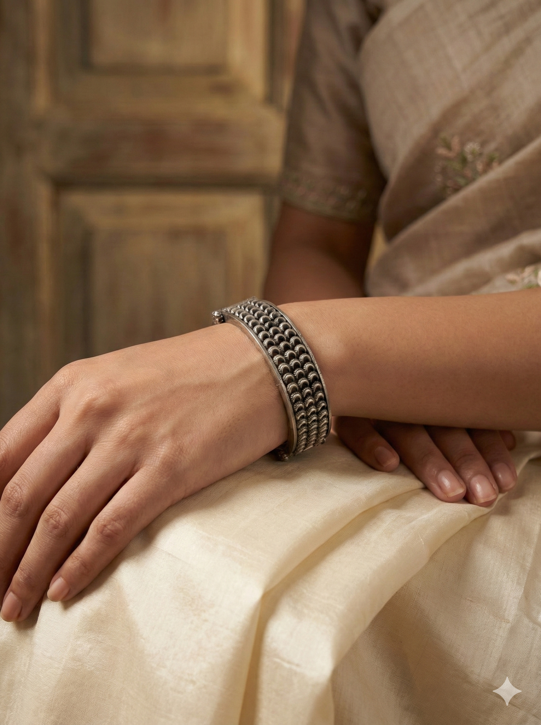 Scalloped Layered Silver Cuff
