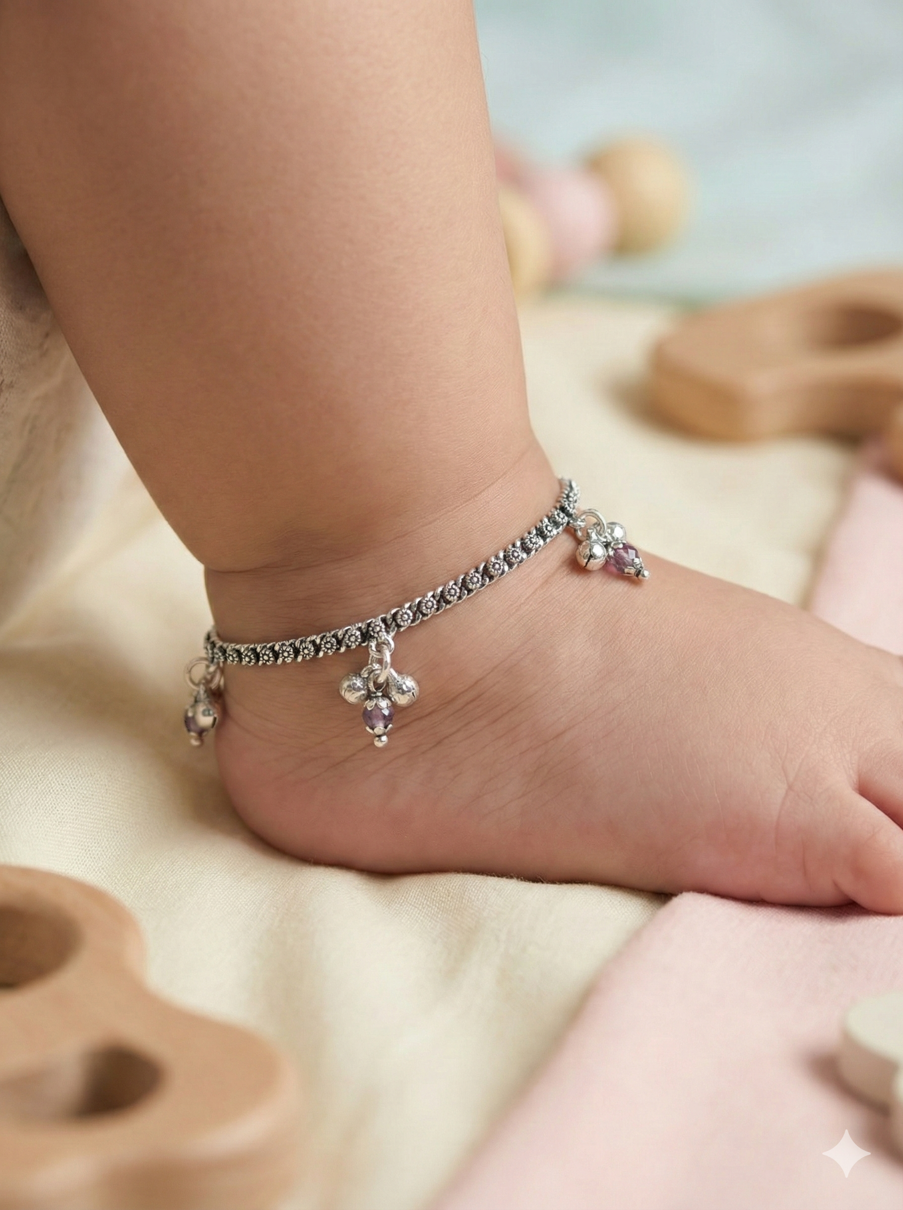Heirloom Heart Oxidized Silver Payal