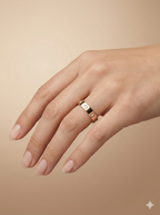 Rose Gold Plated Screw Motif Band with Crystal Accents