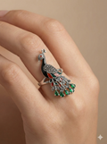 Emerald Green Peacock Statement Ring