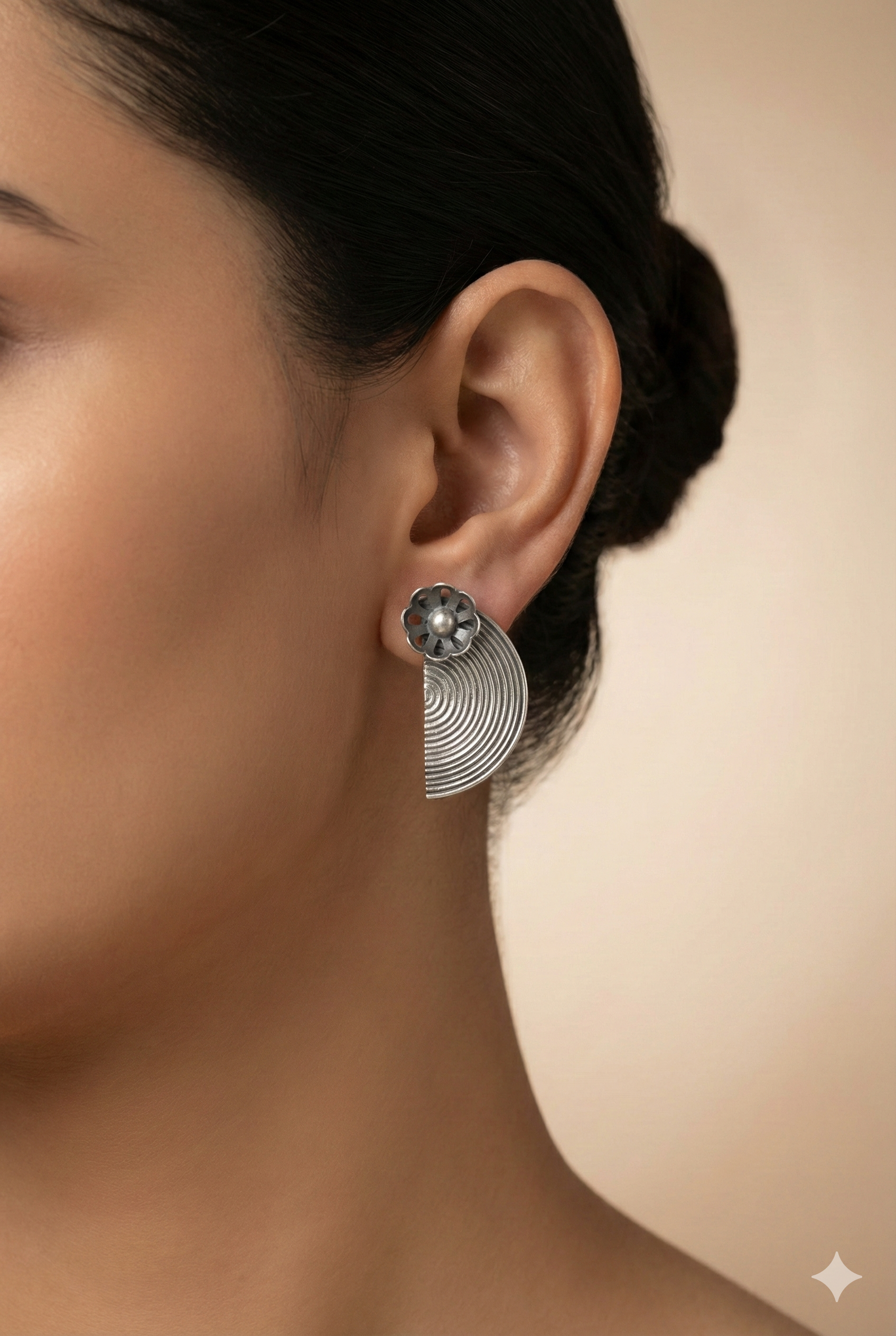 Contemporary Half-Moon Spiral Studs