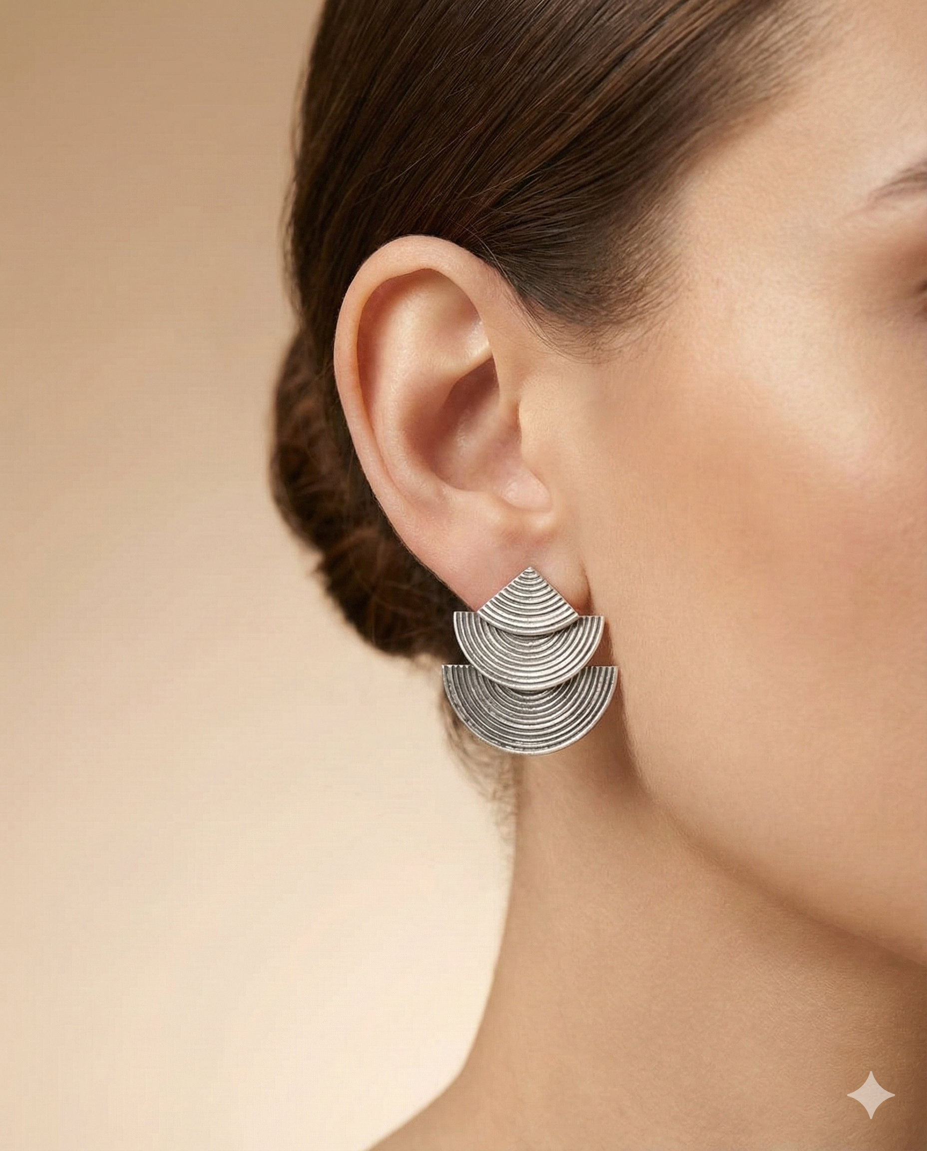 Modern Tiered Half-Circle Earrings