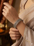 Geometric Lattice Silver Bangle