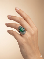 Victorian-Inspired Green Onyx & Marcasite Filigree Ring