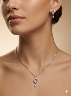 Contemporary Teardrop Crystal Pendant and Drop Earrings Set