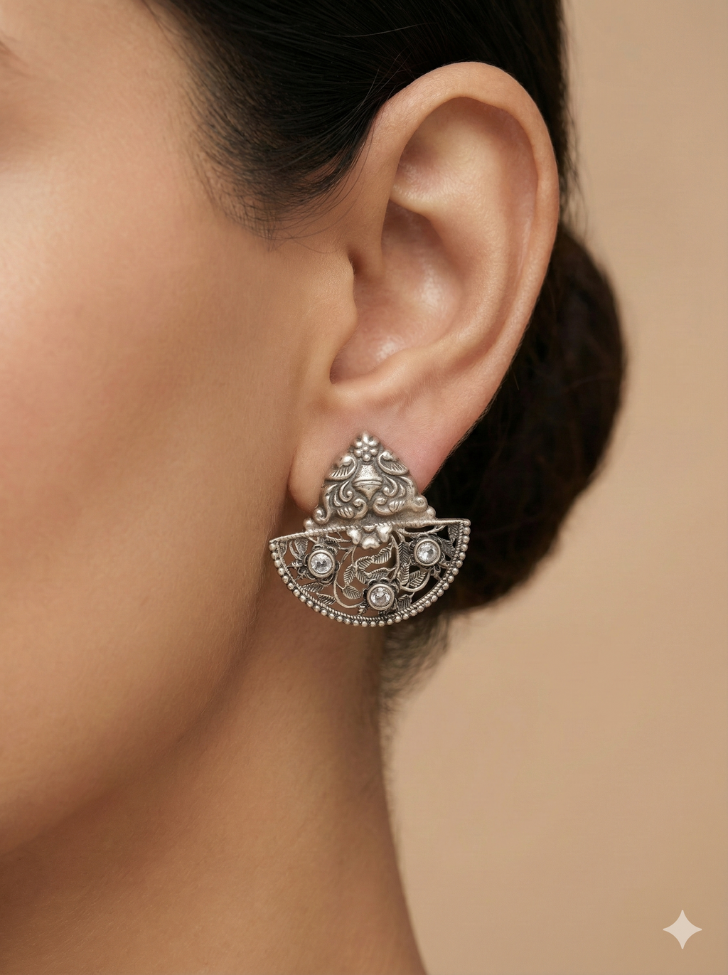 Oxidized Deity Studs with Zircon
