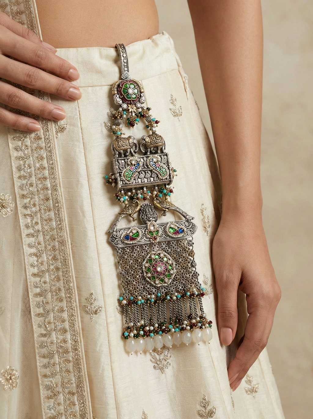 Royal Silver Elephant & Peacock Juda