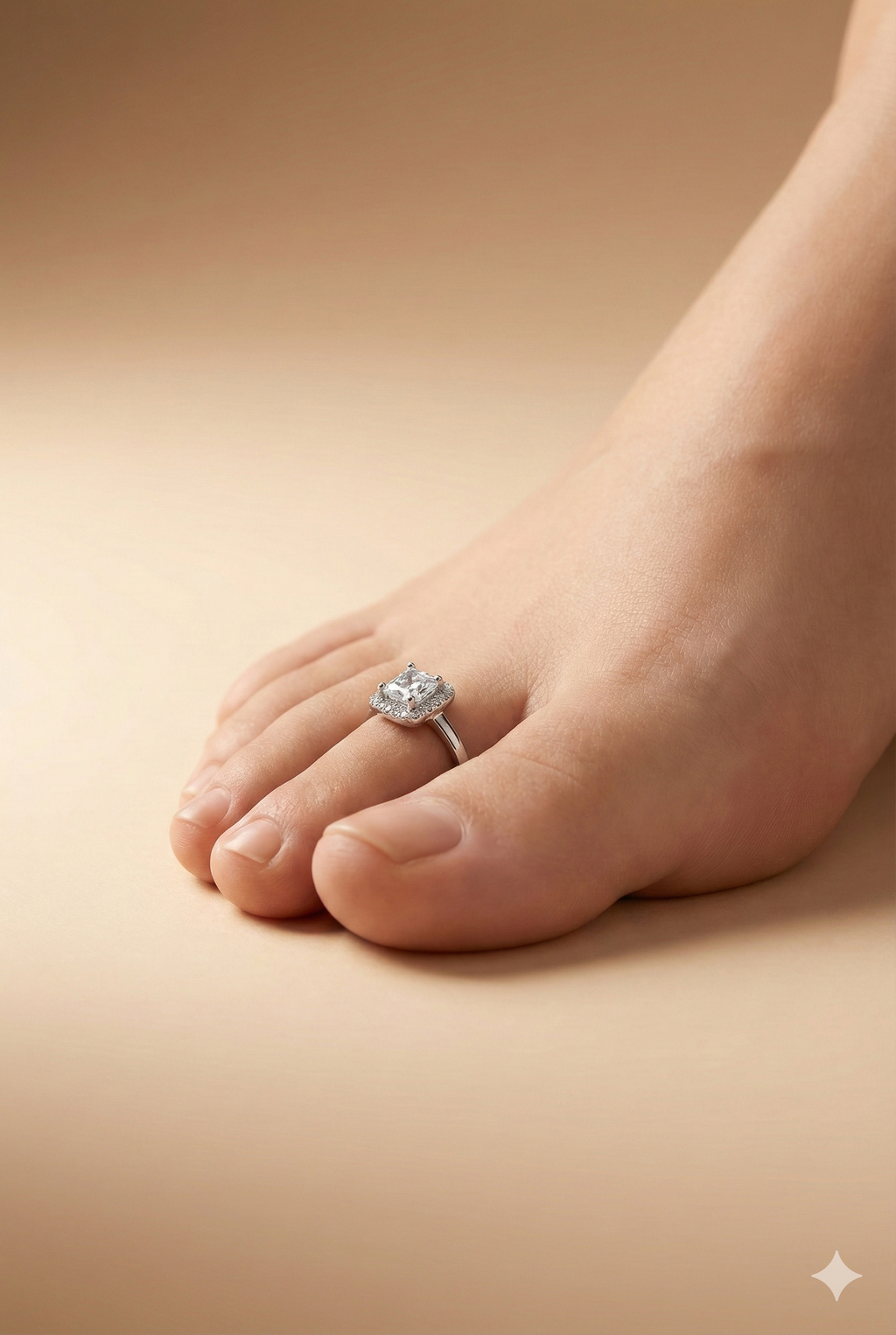 Princess Cut Halo Cubic Zirconia Toe Rings