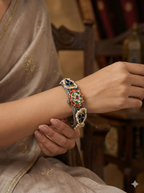 Floral Enamel & Coral Border Kada