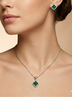 Malachite Clover Pendant Set