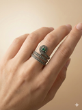 Emerald Green Marcasite Wrap Ring