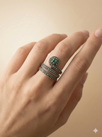 Emerald Green Marcasite Wrap Ring