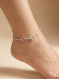 Dual-Strand Silver Bead Anklet