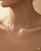 Minimalist Silver Station Bead Cable Chain