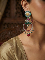 Floral Sunburst & Avian Hoop Earrings
