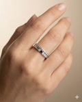 Modern Hexagon Bezel-Set Silver Ring