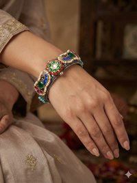 Twin Peacock Meenakari Kada