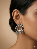 Oxidized Parrot & Crescent Studs