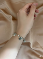 Whimsical Oxidized Silver Charm Bracelet