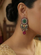 Royal Emerald & Butterfly Filigree Earrings