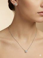 Timeless Brilliant-Cut Solitaire Halo Pendant Set