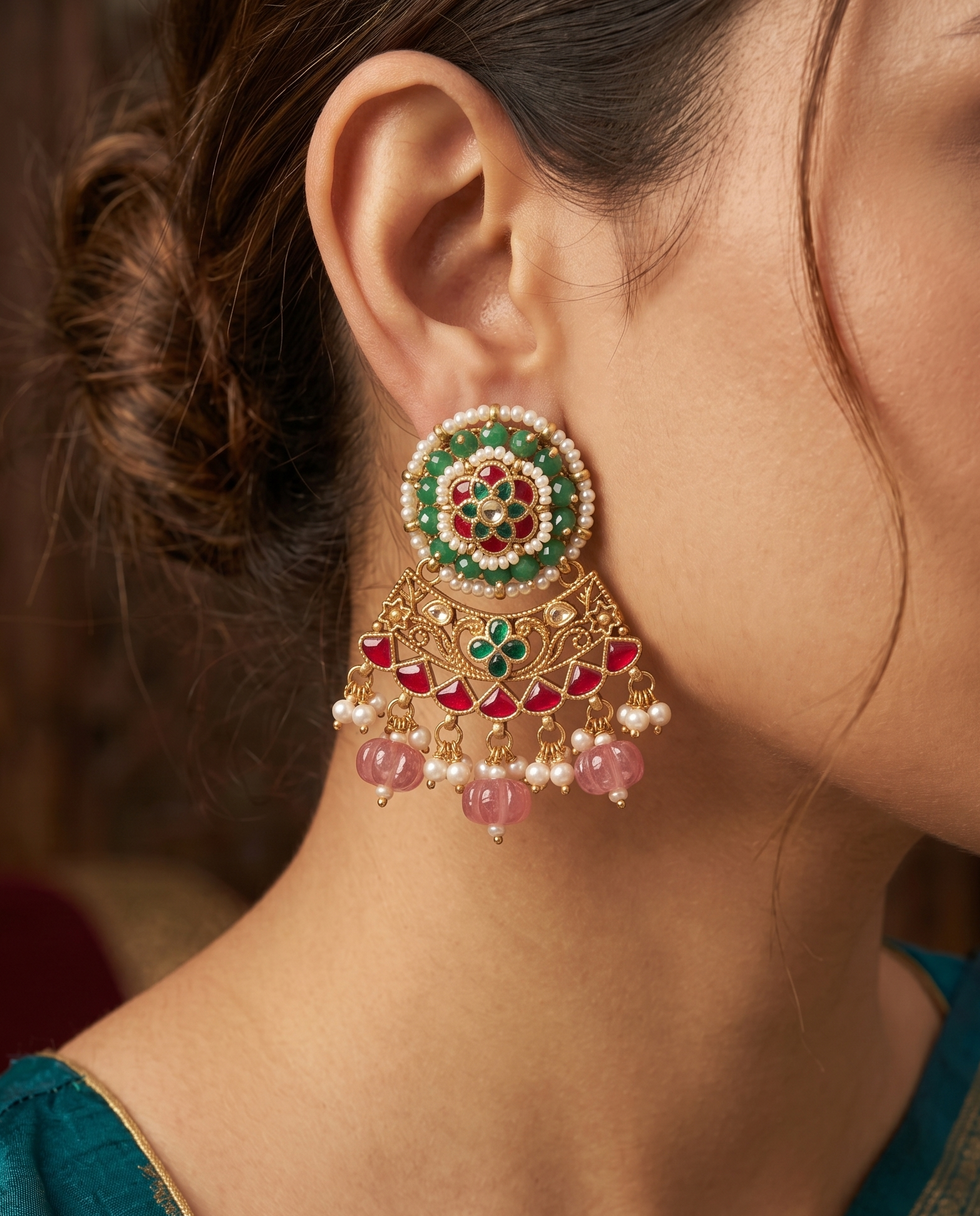 Lotus Lattice Heritage Pearl Earrings