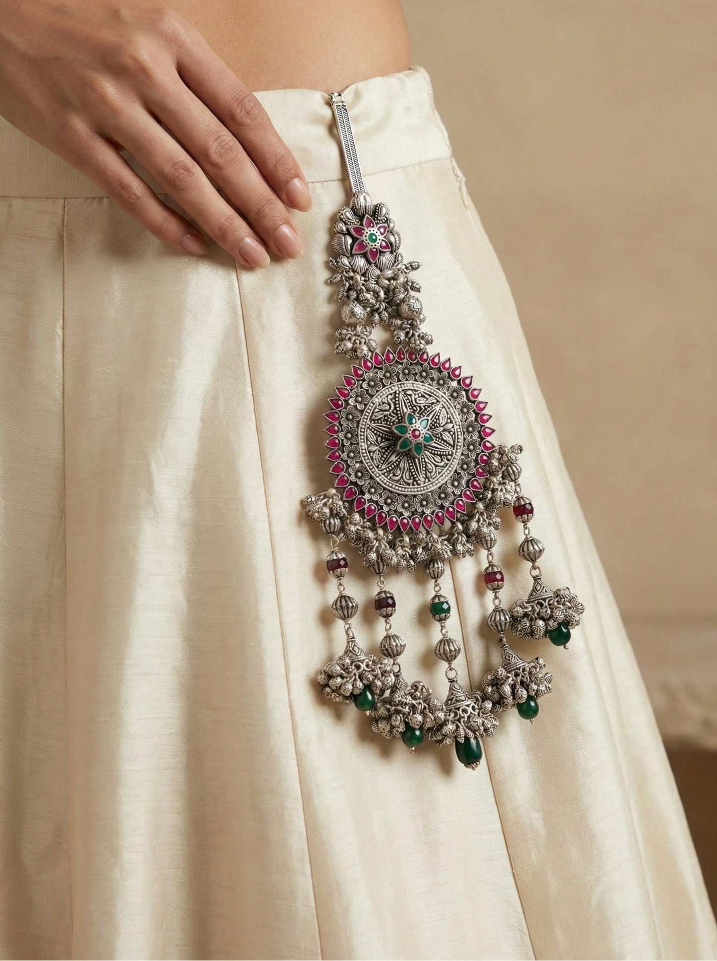 Floral Mandala Oxidized Silver Juda