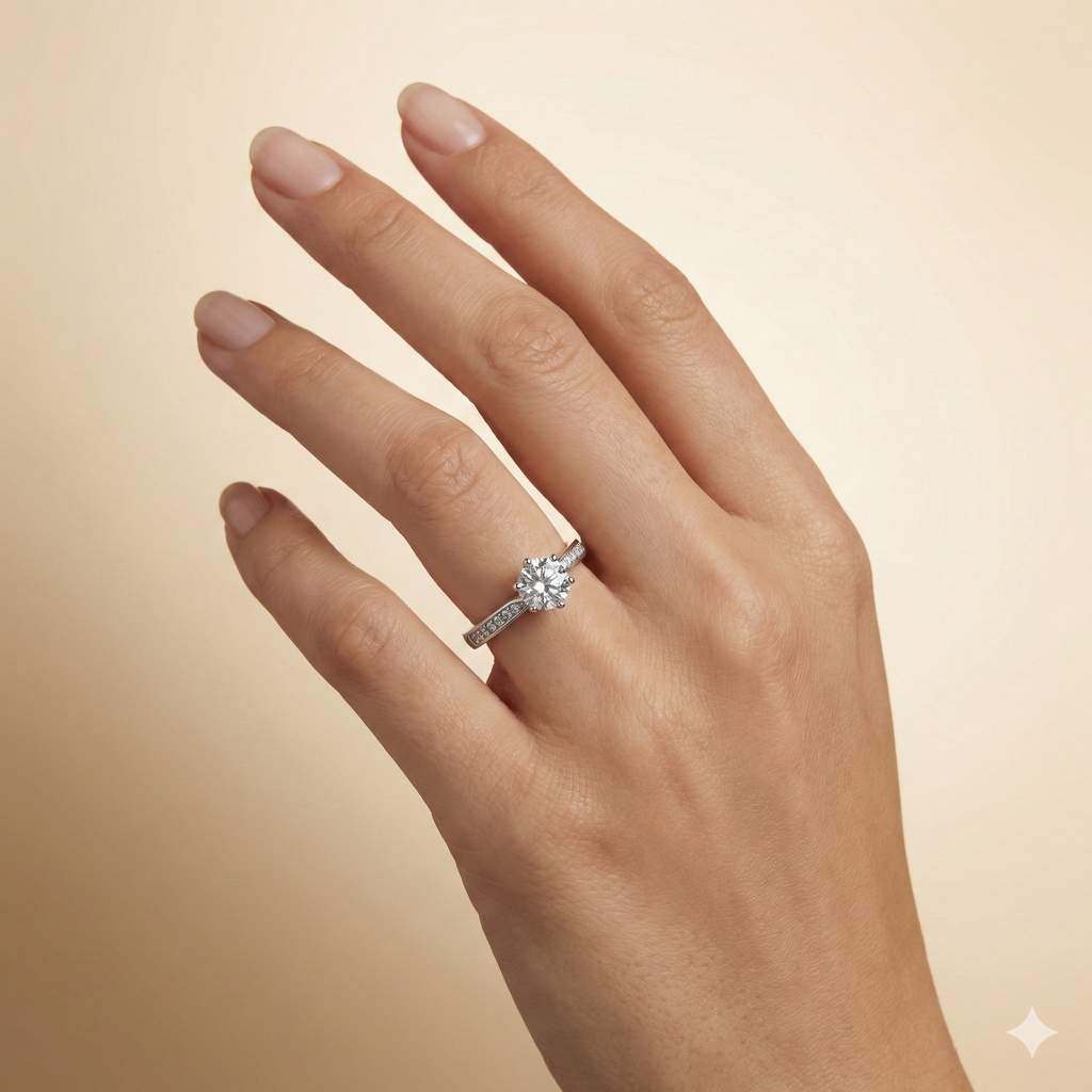 Classic Solitaire Pavé Ring