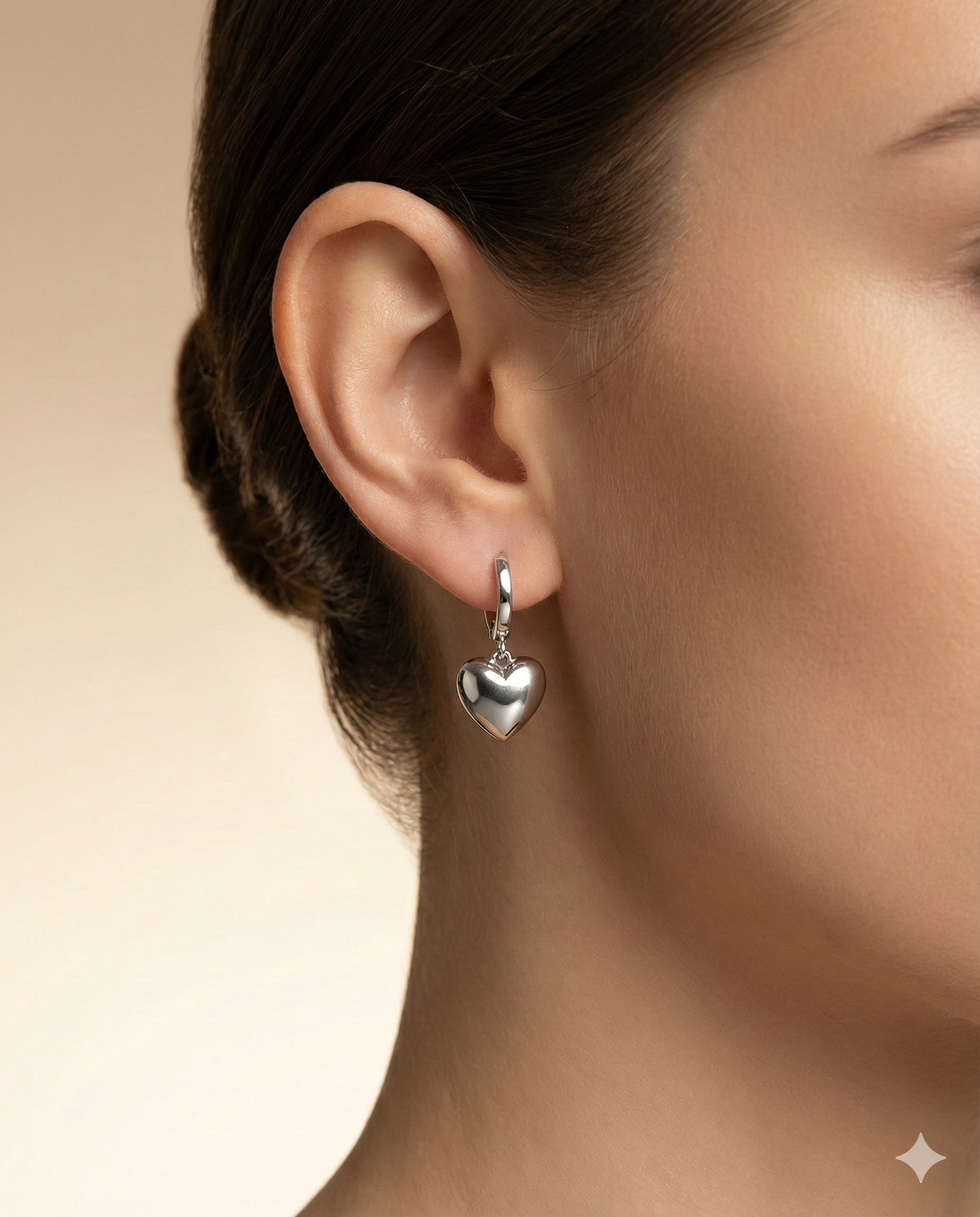 Chunky Heart Dangle Mini Hoops