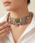Royal Peacock Dual-Tone Silver Fusion Choker