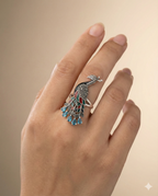 Turquoise Plumage Peacock Enamel Ring