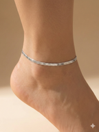 Etched Herringbone Flat Link Anklet