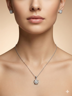 Floral Bloom Zirconia Pendant & Earring Set