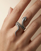 Textured Serpentine Silver Wrap Ring