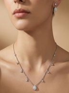Classic Pear-Cut Halo Drop Necklace & Earring Set