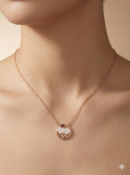 Rose Gold Floral Bloom Circular Necklace