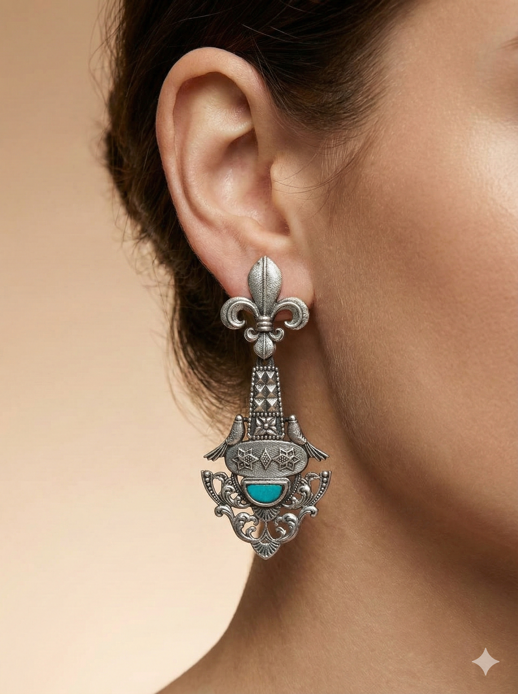 Fleur-de-lis Oxidized Silver Dangles