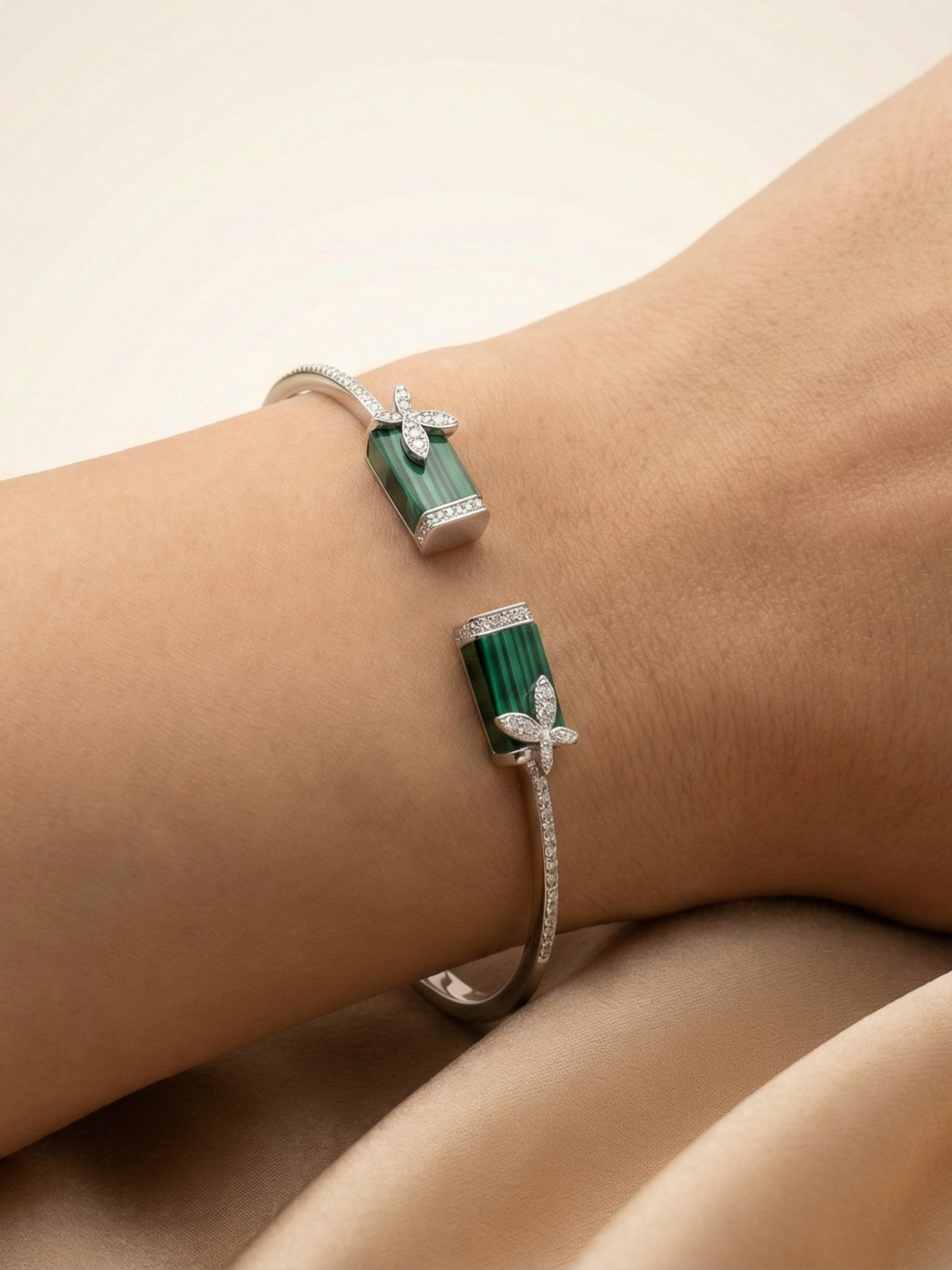 The Emerald Blossom Open Cuff