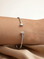 The Duo Stone Silver Cuff